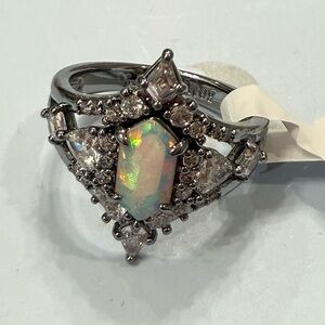 Bomb Party Beyond Winged Dazzle Ring with Milky White Opal